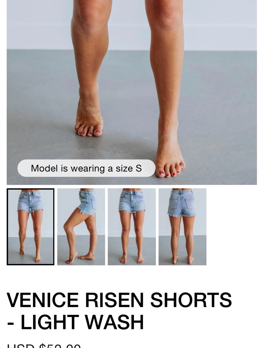 High-Rise Light Blue Distressed Denim Shorts - Picture 4 of 6